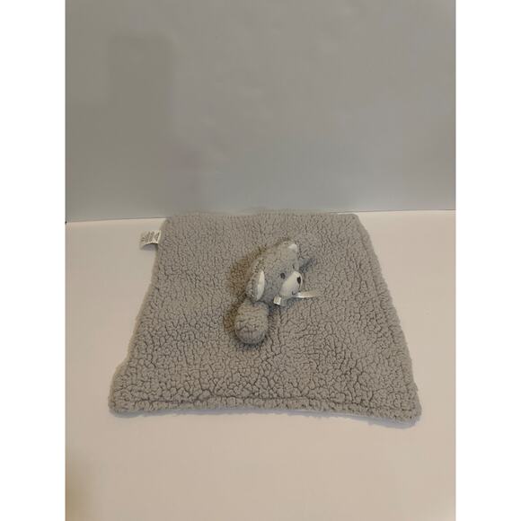 Blankets and Beyond Gray Teddy Bear Baby Lovey Sherpa Blankie Toy Bow Plush - Picture 3 of 7